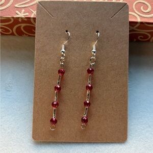 Elegant Red Beaded Earrings Style #015